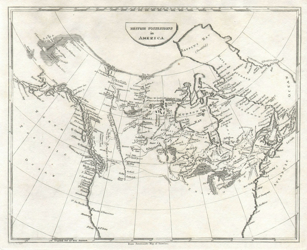 British Possessions in North America by Arrowsmith & Lewis. Canada 1812 map