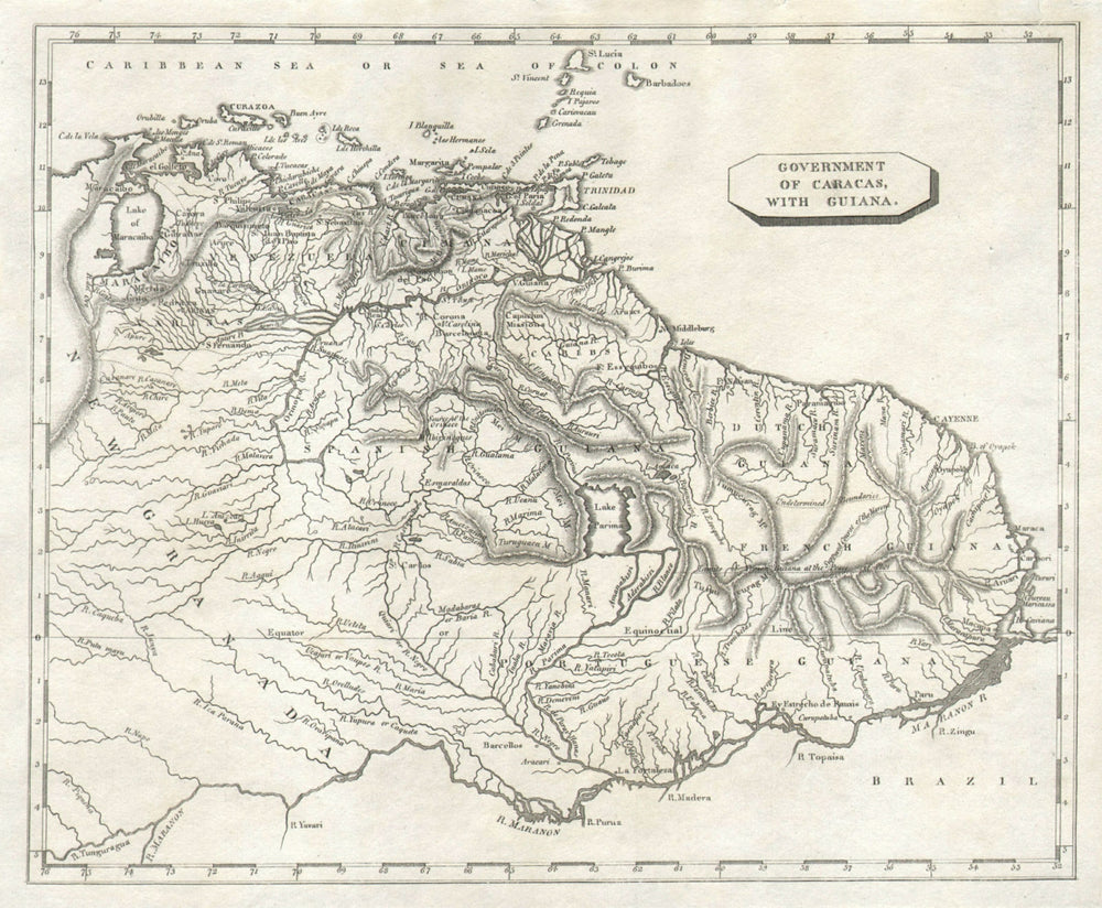 Government of Caracas with Guiana by Arrowsmith & Lewis. Venezuela 1812 map