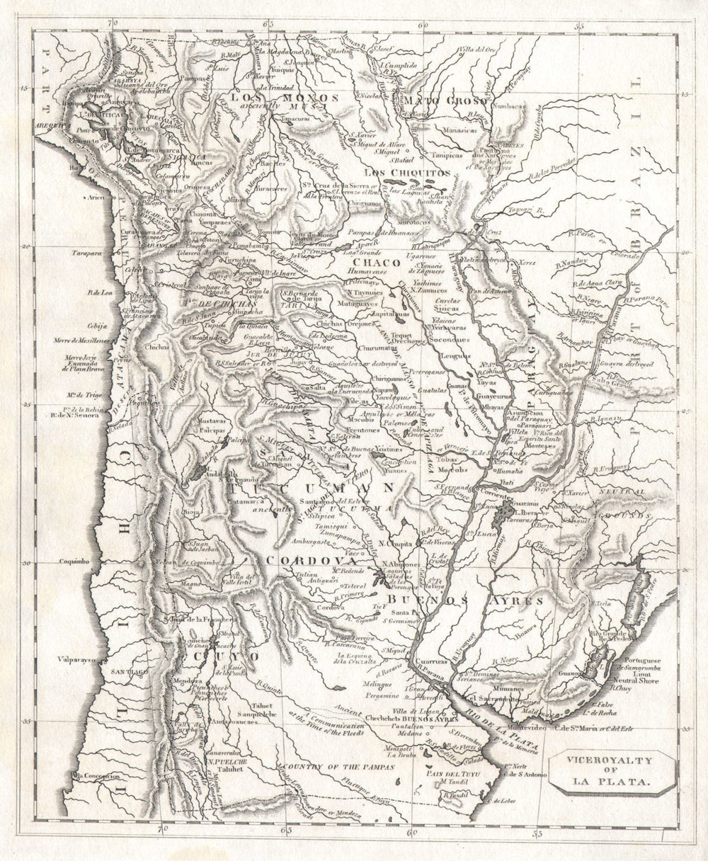 Viceroyalty of La Plata. Arrowsmith & Lewis. Argentina Paraguay Uruguay 1812 map