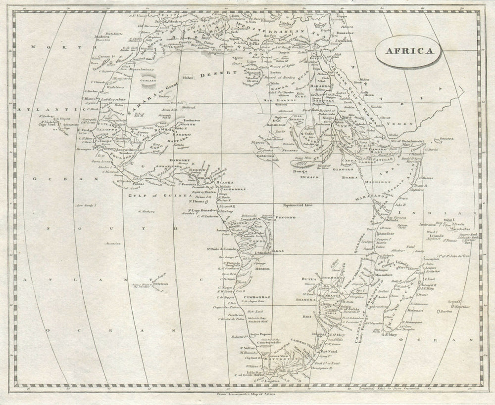 Africa by Arrowsmith & Lewis 1812 old antique vintage map plan chart