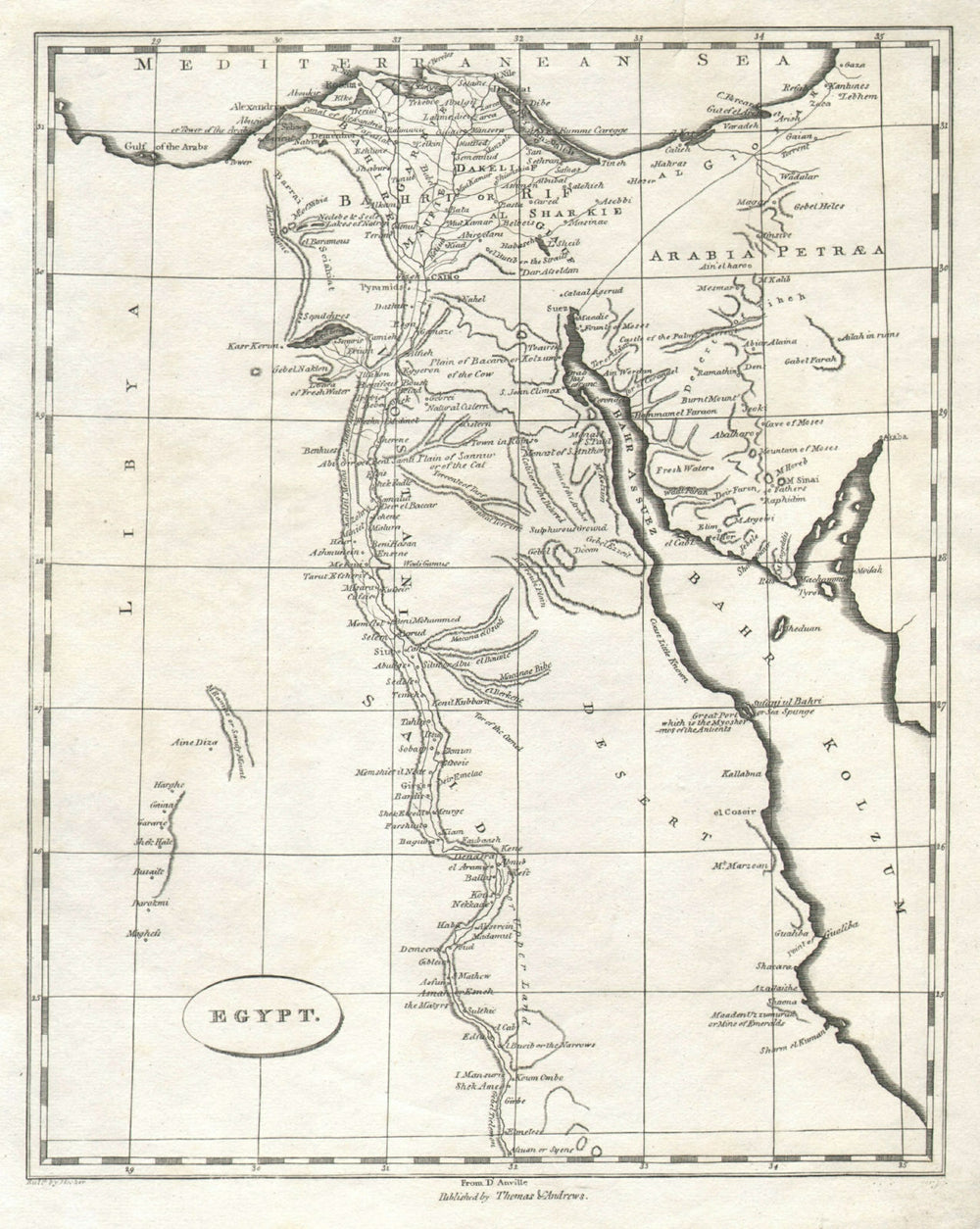 Egypt by Arrowsmith & Lewis 1812 old antique vintage map plan chart