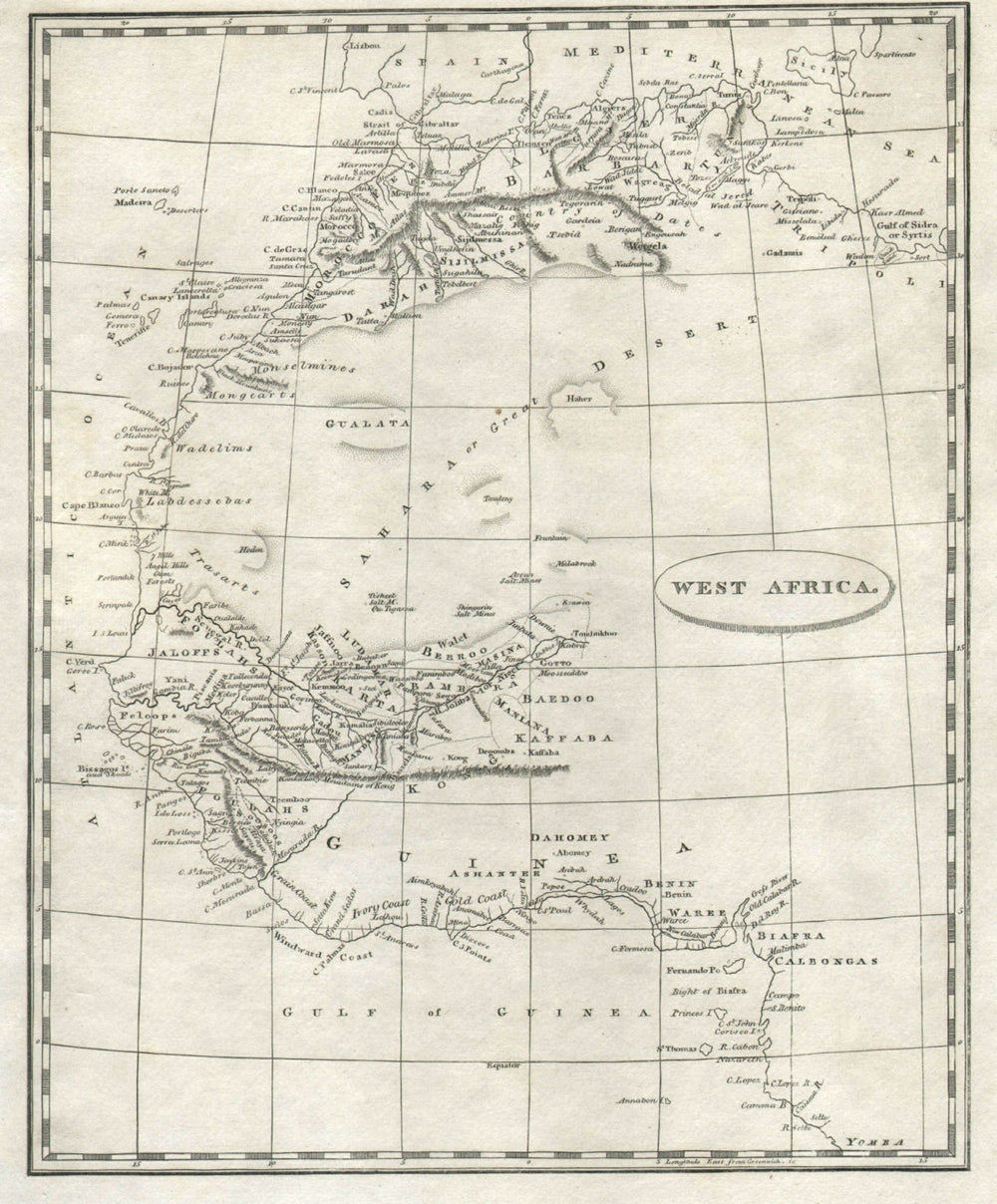 West Africa by Arrowsmith & Lewis 1812 old antique vintage map plan chart