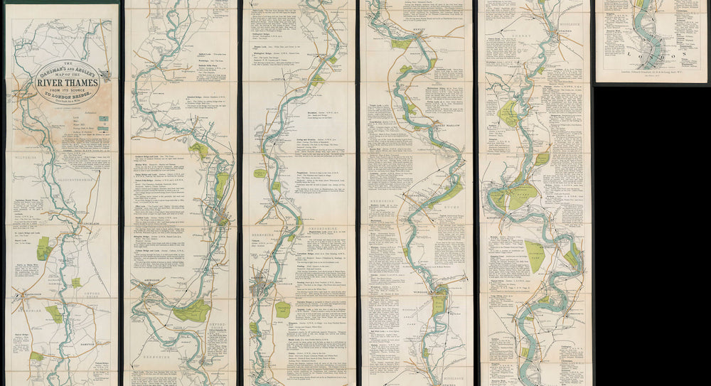 The Oarsman's and Angler's map of the River Thames. Leporello 270x16cm 1909