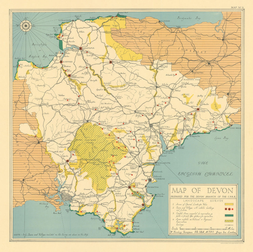 Devon Landscape Survey for CPRE by William Harding Thompson 1932 old map