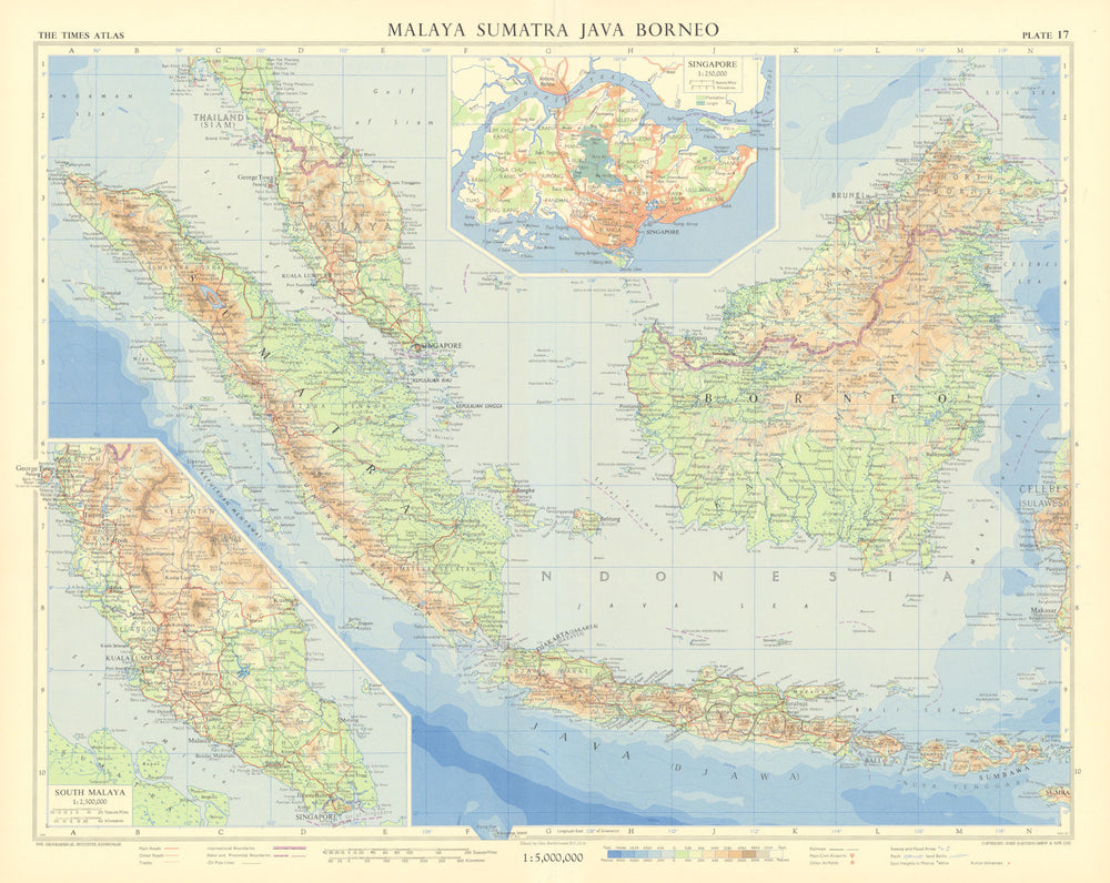 Malaya Sumatra Java Borneo Singapore. Indonesia Malaysia. TIMES 1958 ...
