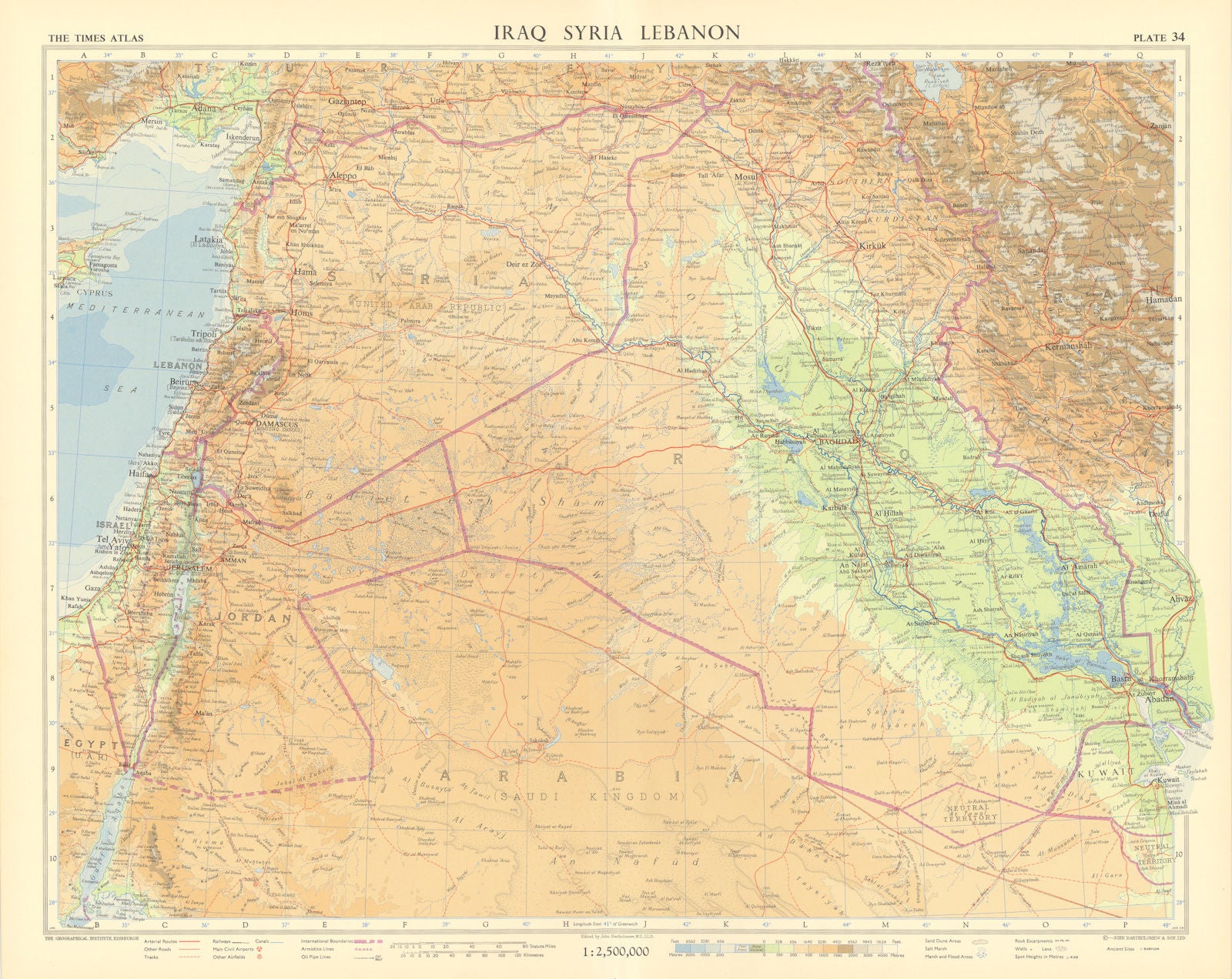 Middle East & Levant. Iraq Syria Lebanon Jordan Israel Arabia