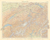 Switzerland showing glaciers. TIMES 1955 old vintage map plan chart