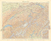 Switzerland showing glaciers. TIMES 1955 old vintage map plan chart