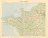 France north-west. Normandy Brittany Pays de Loire. TIMES 1955 old vintage map