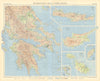 Peloponnese Crete Cyprus Malta Gozo Rhodes Corfu. Greece. TIMES 1956 old map
