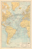 Atlantic Ocean showing depths & telegraph cables. THE TIMES 1895 old map