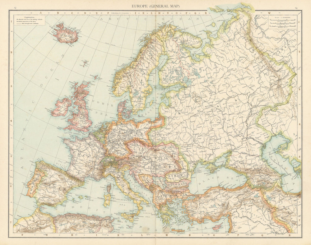 Europe (General map). Political. THE TIMES 1895 old antique plan chart