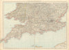 England & Wales South. Home counties Devon Cornwall Midlands. TIMES 1895 map