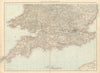 England & Wales South. Home counties Devon Cornwall Midlands. TIMES 1895 map