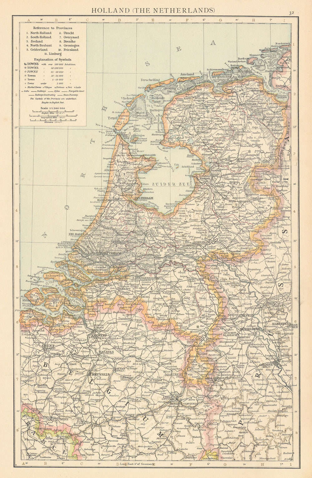 Holland (The Netherlands). Dykes Canals Railways. THE TIMES 1895 old map