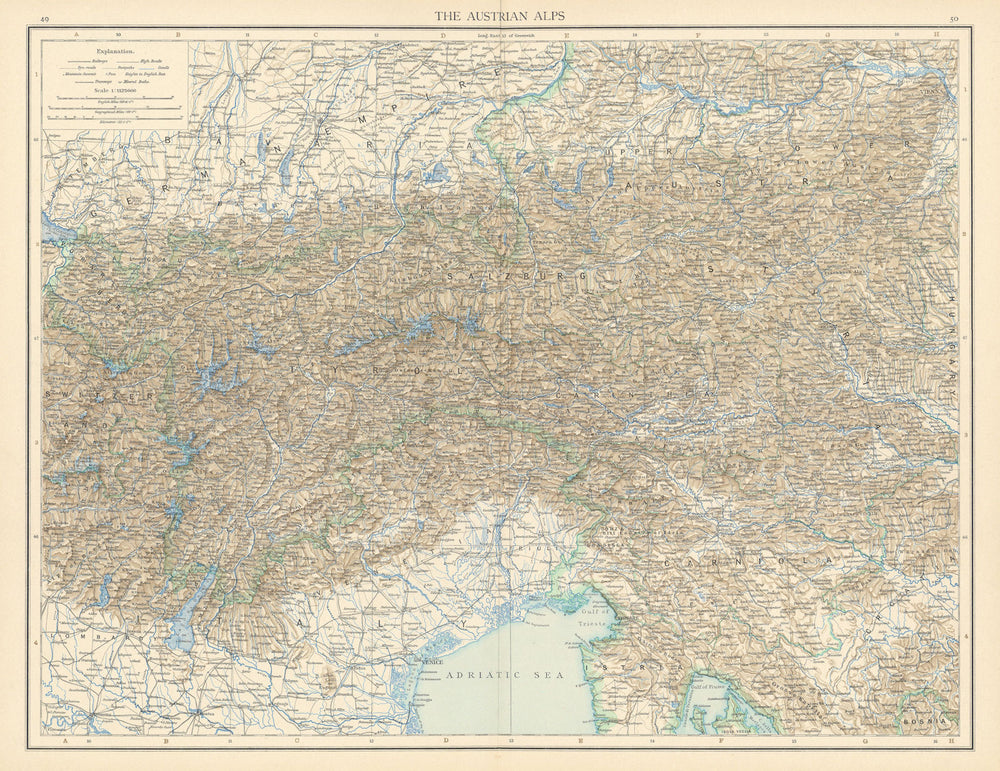 Eastern Alps. Austrian Bavarian Italian Julian. Glaciers Tyrol. TIMES 1895 map