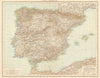 Spain & Portugal. Iberia. TIMES 1895 old antique vintage map plan chart