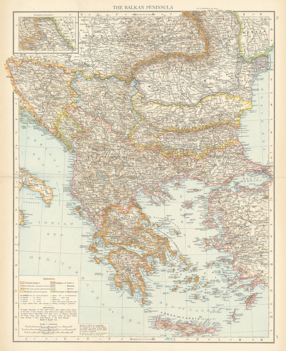 Balkan Peninsula. Turkish Empire. East Rumelia Greece Servia. THE TIMES 1895 map