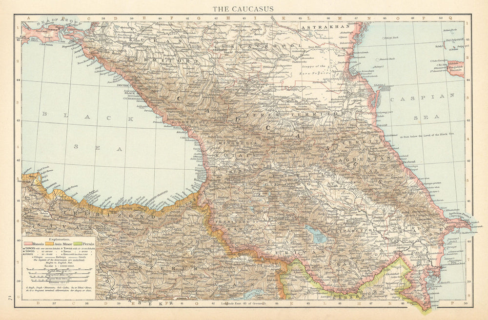 The Caucasus. Georgia Armenia Azerbaijan Russia Turkey Iran. THE TIMES 1895 map