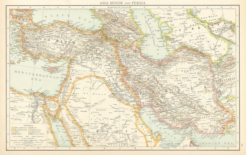 Asia Minor & Persia. Middle East. Turkey Iran Iraq Arabia. THE TIMES 1895 map