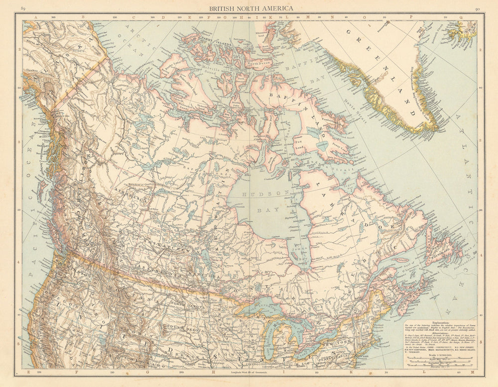 British North America. Canada. THE TIMES 1895 old antique map plan chart