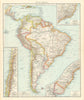 South America. Chile Brazil Uruguay Argentina Peru. THE TIMES 1895 old map