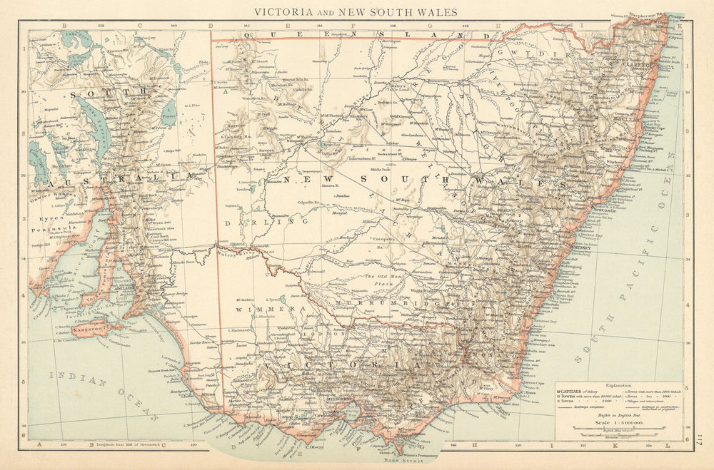 Victoria & New South Wales. Railways complete & planned Australia TIMES 1895 map