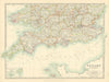 SOUTHERN ENGLAND & WALES. Shows Worcestershire enclaves. JOHNSTON 1911 old map