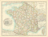 FRANCE showing important battlefields and dates. JOHNSTON 1911 old antique map
