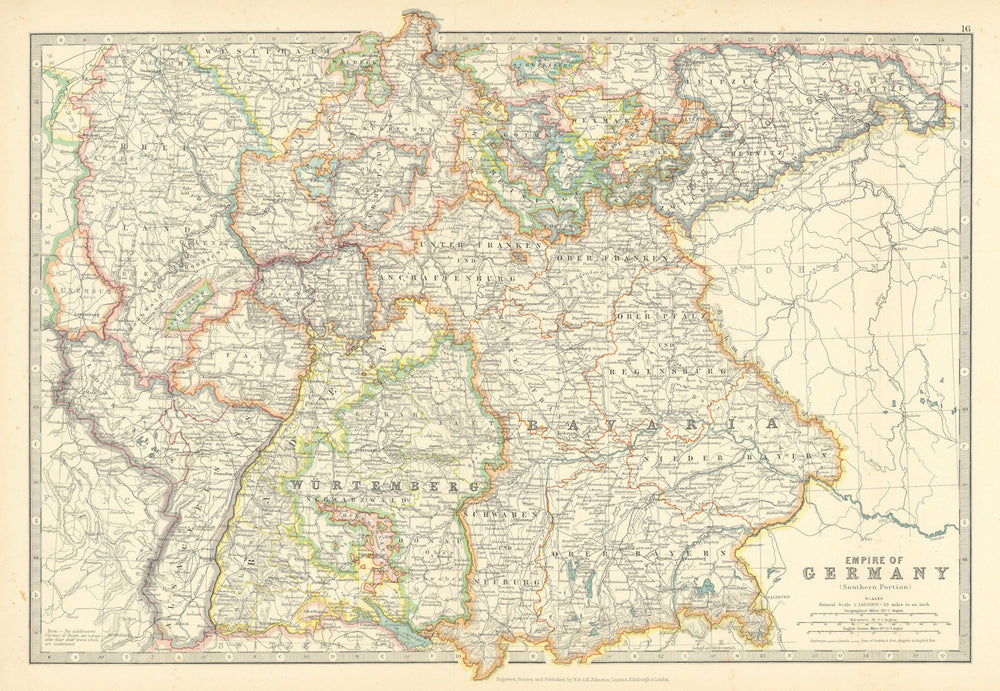 GERMAN EMPIRE SOUTH showing important battlefield & dates. JOHNSTON 1911 map