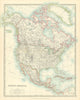 NORTH AMERICA. United States Canada Mexico. Railways. JOHNSTON 1911 old map