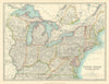 NORTH EASTERN UNITED STATES. Great Lakes. MidWest. USA. JOHNSTON 1911 old map