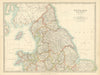 ENGLAND & WALES NORTH Showing railways canals lightships JOHNSTON 1897 old map