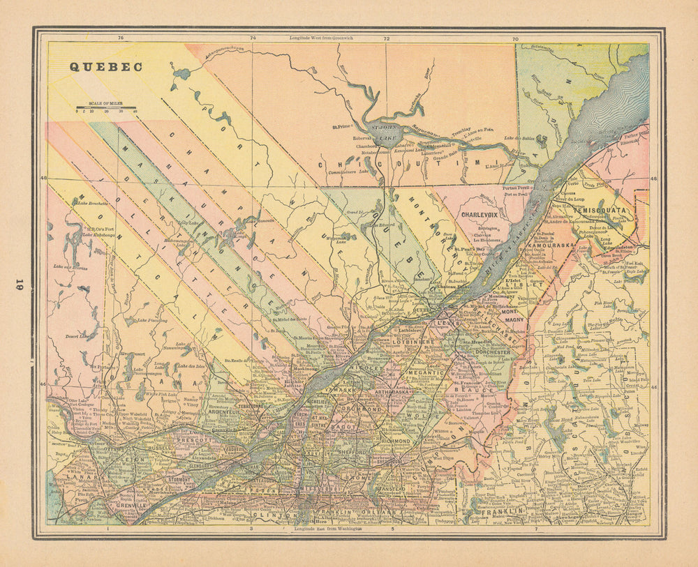 Quebec. St Lawrence River. Canada. CRAM 1894 old antique map plan chart