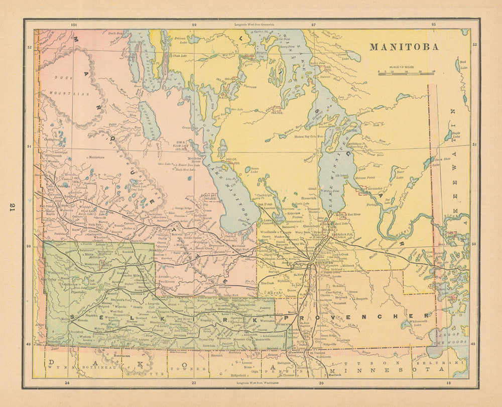 Manitoba. Selkirk Provencher Marquette Lisgar. Canada. CRAM 1894 old map