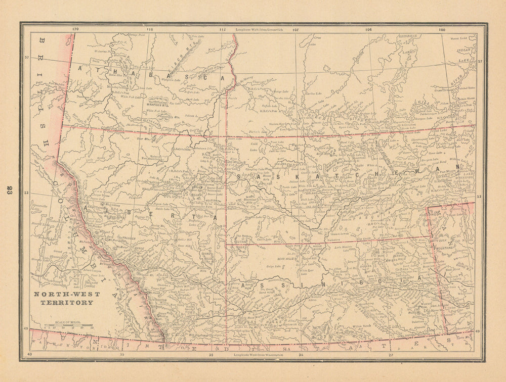 North West Territory, Canada. Athabasca Saskatchewan Assiniboia. CRAM 1894 map