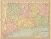 Connecticut state map in counties. CRAM 1894 old antique plan chart