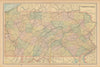 Pennsylvania state map in counties. CRAM 1894 old antique plan chart