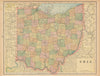 Ohio state map in counties. CRAM 1894 old antique vintage plan chart