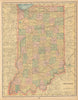 Indiana state map in counties. CRAM 1894 old antique vintage plan chart