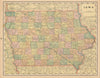 Iowa state map in counties. CRAM 1894 old antique vintage plan chart