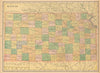 Kansas state map in counties. CRAM 1894 old antique vintage plan chart