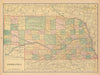 Nebraska state map in counties. CRAM 1894 old antique vintage plan chart
