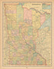 Minnesota state map in counties. CRAM 1894 old antique vintage plan chart