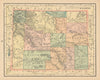 Wyoming state map in counties. CRAM 1894 old antique vintage plan chart
