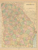 Georgia state map in counties. CRAM 1894 old antique vintage plan chart