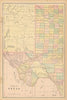 Western half of Texas state map in counties. CRAM 1894 old antique chart
