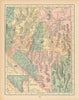 Nevada state map in counties. CRAM 1894 old antique vintage plan chart