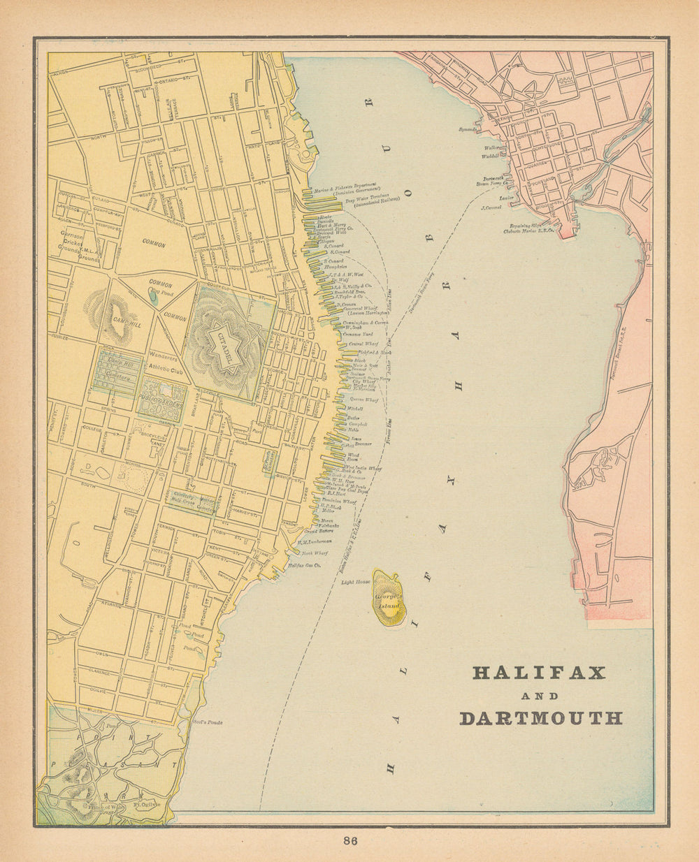 Halifax and Dartmouth town city plan. Canada. CRAM 1894 old antique map chart