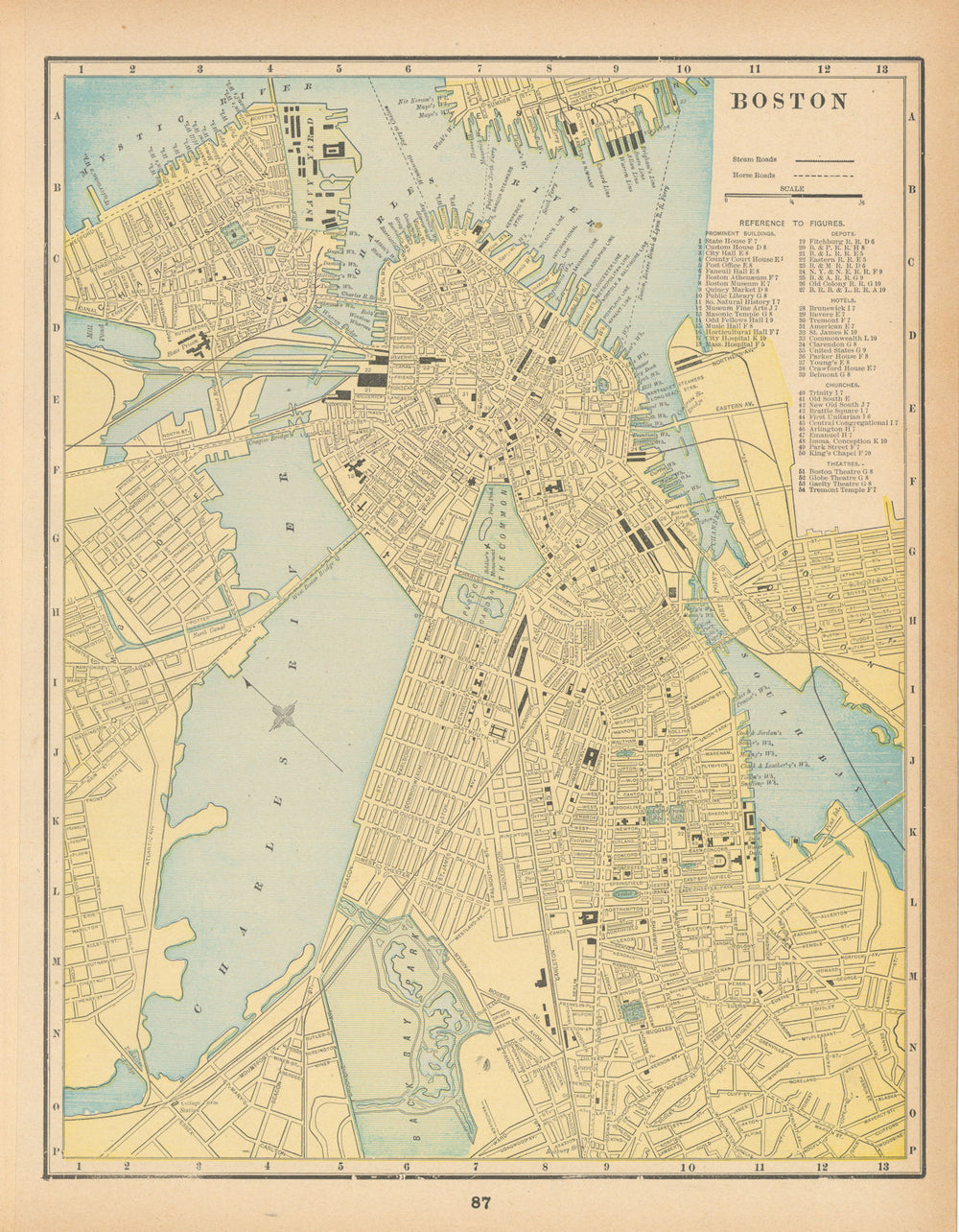 Boston town city plan. Massachusetts. CRAM 1894 old antique map chart